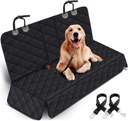 Dog Car Seat Cover, Back Seat Cover for Dogs Pet Car Seat Protector | Waterproof Rear Seat Cover Durable Car Seat Cover, Fits Middle Armrest for Most Cars Suvs Trucks (53” Width)- Black
